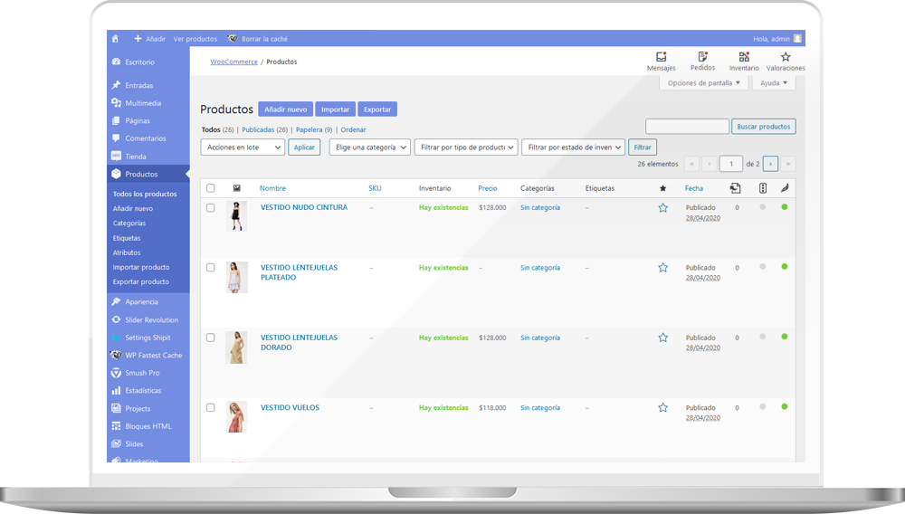 Administrador Woocommerce Segurishop